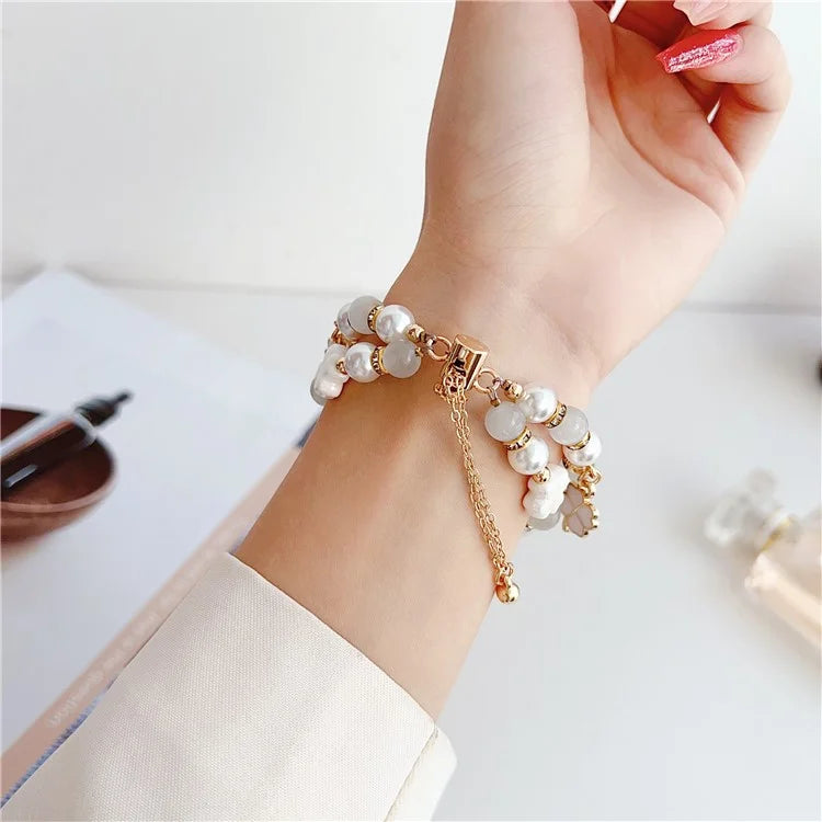 For Apple Watch Series 9 8 7 41mm / 6 5 4 SE (2023) SE (2022) SE 40mm / 3 2 1 38mm Clover Strap Beaded Bracelet Band