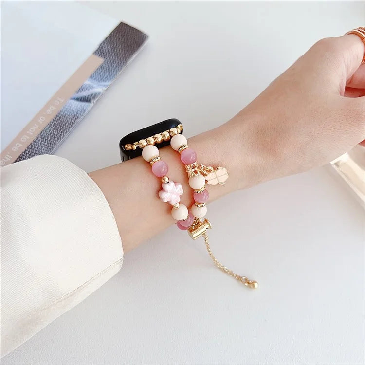 For Apple Watch Series 9 8 7 41mm / 6 5 4 SE (2023) SE (2022) SE 40mm / 3 2 1 38mm Clover Strap Beaded Bracelet Band