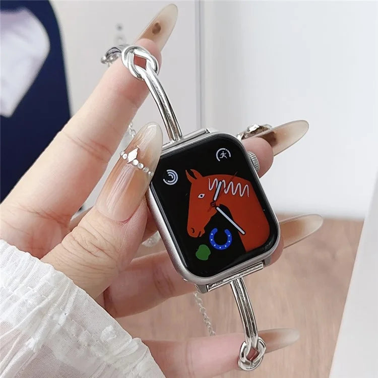 For Apple Watch Series 9 8 41mm / 6 5 4 SE (2023) SE (2022) SE 40mm / 3 2 1 38mm Knotted Band Alloy Watch Bracelet