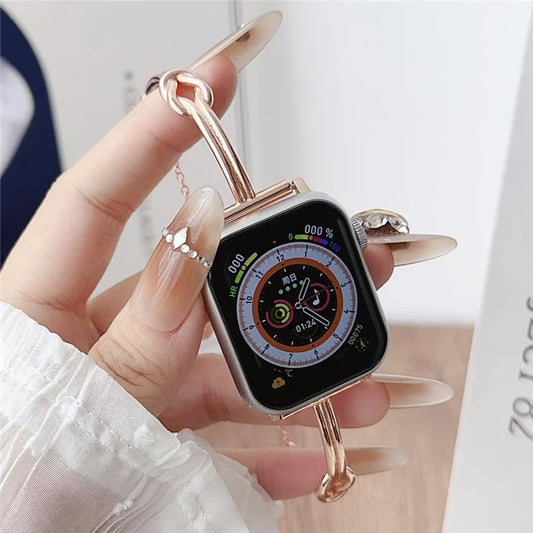 For Apple Watch Ultra 2 Ultra 49mm / 9 8 45mm / 6 5 4 SE (2023) SE (2022) SE 44mm / 3 2 1 42mm Alloy Strap Knotted Watch Band