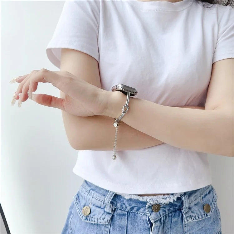 For Apple Watch Ultra 2 Ultra 49mm / 9 8 45mm / 6 5 4 SE (2023) SE (2022) SE 44mm / 3 2 1 42mm Alloy Strap Knotted Watch Band