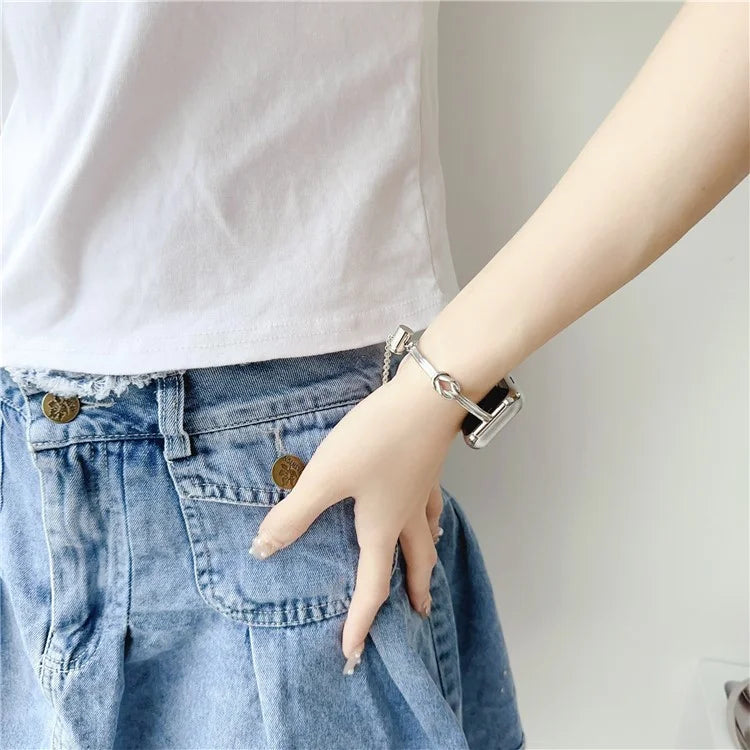 For Apple Watch Ultra 2 Ultra 49mm / 9 8 45mm / 6 5 4 SE (2023) SE (2022) SE 44mm / 3 2 1 42mm Alloy Strap Knotted Watch Band