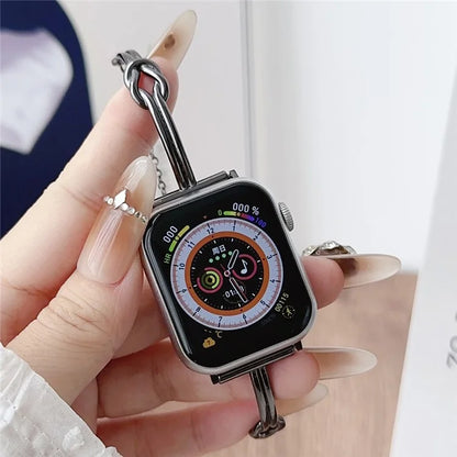 For Apple Watch Ultra 2 Ultra 49mm / 9 8 45mm / 6 5 4 SE (2023) SE (2022) SE 44mm / 3 2 1 42mm Alloy Strap Knotted Watch Band