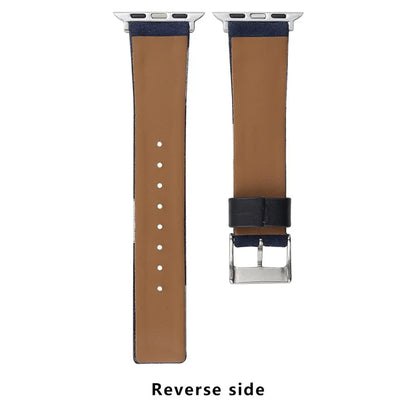 For Apple Watch Series 9 8 7 41mm / 6 5 4 SE (2023) SE (2022) SE 40mm / 3 2 1 38mm Strap Denim+PU Leather Watch Band