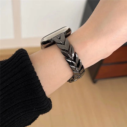 For Apple Watch Series 9 8 7 41mm / 6 5 4 SE (2023) SE (2022) SE 40mm / 3 2 1 38mm Strap Wheat Spike Zinc Alloy Watch Band
