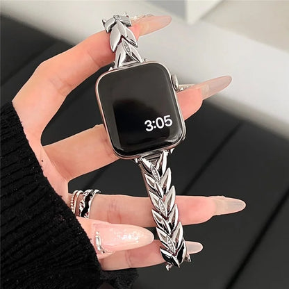 For Apple Watch Series 9 8 7 41mm / 6 5 4 SE (2023) SE (2022) SE 40mm / 3 2 1 38mm Strap Wheat Spike Zinc Alloy Watch Band