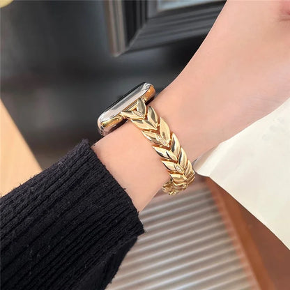 For Apple Watch Ultra 2 Ultra 49mm / 9 8 7 45mm / 6 5 4 SE (2023) SE (2022) SE 44mm / 3 2 1 42mm Wheat Spike Zinc Alloy Wristband