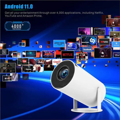 HY300 PRO Projector Android 11.0 2.4G / 5G WiFi 6 Bluetooth 5.0 1280*720P Home Theater, CE Rohs FCC Certificated