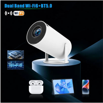 HY300 PRO Projector Android 11.0 2.4G / 5G WiFi 6 Bluetooth 5.0 1280*720P Home Theater, CE Rohs FCC Certificated