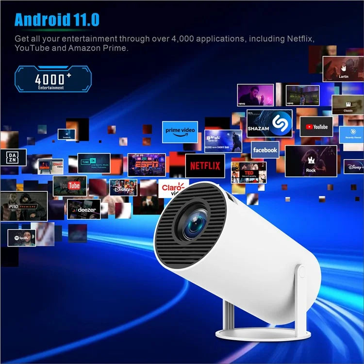 HY300 PRO Projector Android 11.0 2.4G / 5G WiFi 6 Bluetooth 5.0 1280*720P Home Theater, CE Rohs FCC Certificated