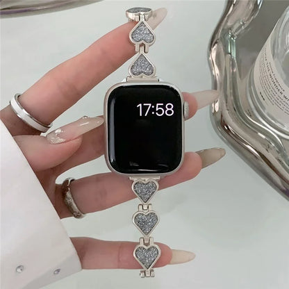 Zinc Alloy Band for Apple Watch Ultra 2 Ultra 49mm / Series 9 8 7 45mm / 6 5 4 SE (2023) SE (2022) SE 44mm / 3 2 1 42mm Heart Design Strap
