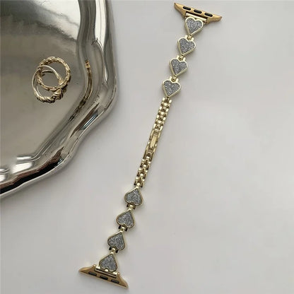 Zinc Alloy Band for Apple Watch Ultra 2 Ultra 49mm / Series 9 8 7 45mm / 6 5 4 SE (2023) SE (2022) SE 44mm / 3 2 1 42mm Heart Design Strap