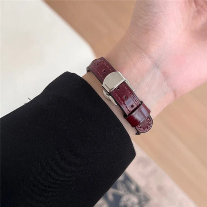 For Apple Watch Series 9 8 7 41mm /  SE (2023) SE (2022) SE 6 5 4 40mm / 3 2 1 38mm Rhinestone Decor Strap Genuine Cow Leather Band