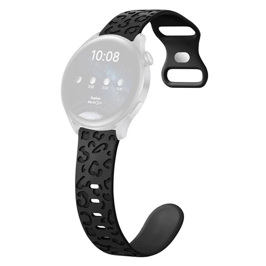 For Samsung Galaxy Watch6 Classic 47mm / 43mm / Garmin Venu Sq 2 20mm Silicone Watch Band Leopard Printed