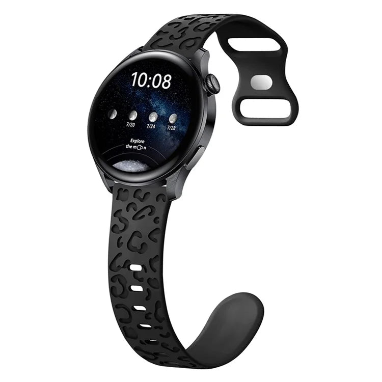 For Samsung Galaxy Watch6 Classic 47mm / 43mm / Garmin Venu Sq 2 20mm Silicone Watch Band Leopard Printed