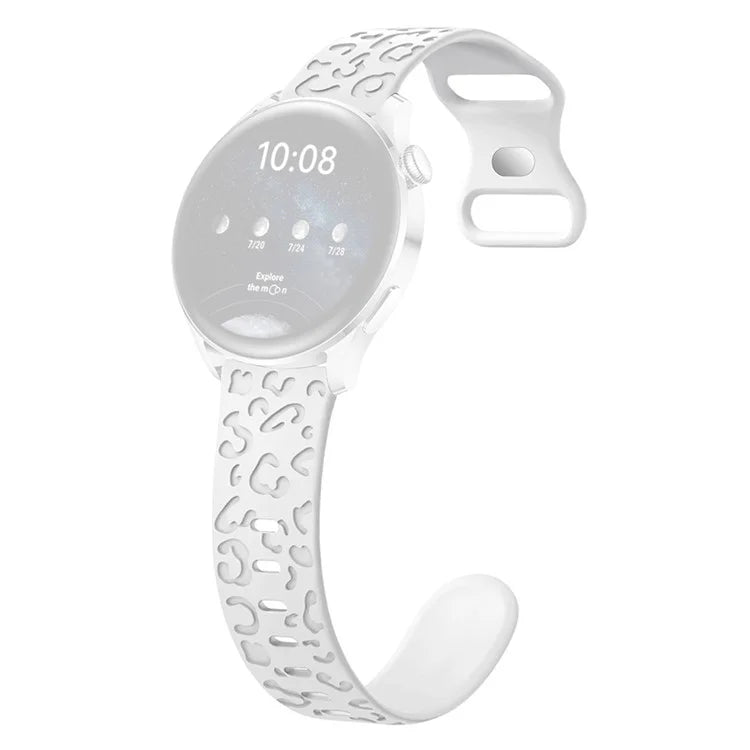 For Samsung Galaxy Watch6 Classic 47mm / 43mm / Garmin Venu Sq 2 20mm Silicone Watch Band Leopard Printed