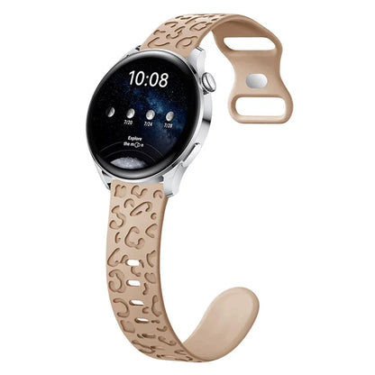 For Samsung Galaxy Watch6 Classic 47mm / 43mm / Garmin Venu Sq 2 20mm Silicone Watch Band Leopard Printed
