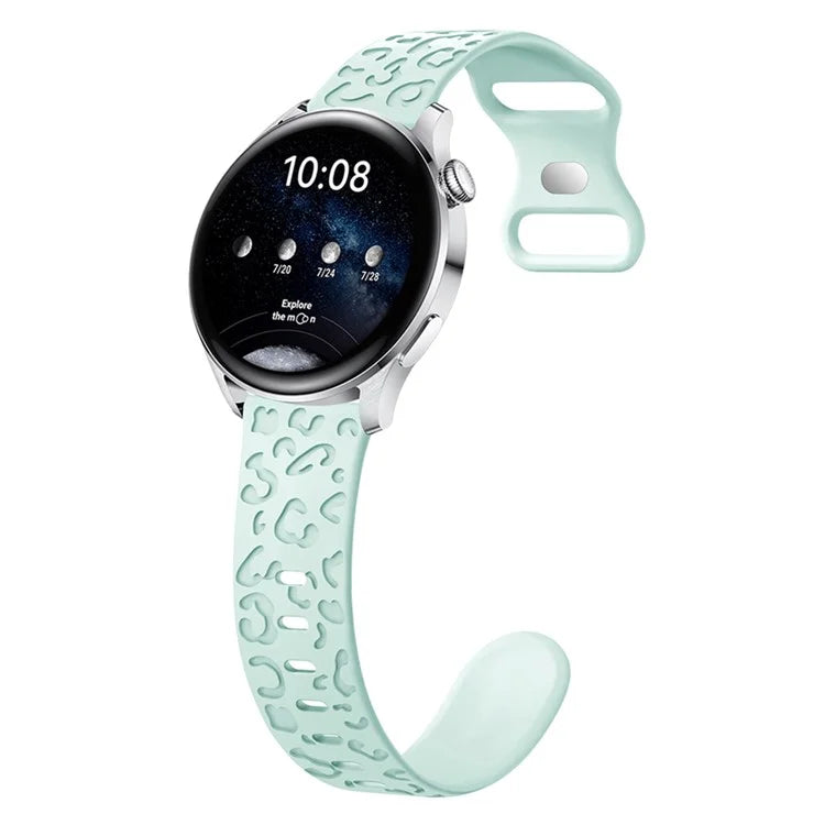 For Samsung Galaxy Watch6 Classic 47mm / 43mm / Garmin Venu Sq 2 20mm Silicone Watch Band Leopard Printed