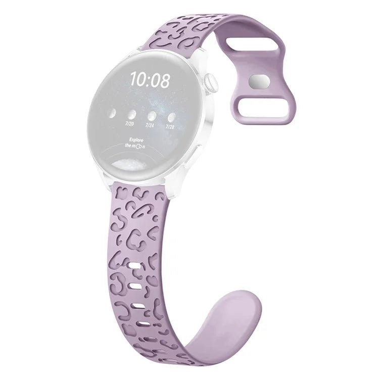 For Samsung Galaxy Watch6 Classic 47mm / 43mm / Garmin Venu Sq 2 20mm Silicone Watch Band Leopard Printed