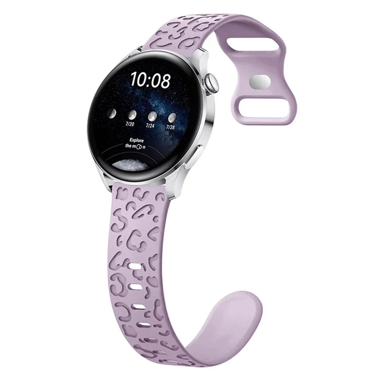 For Samsung Galaxy Watch6 Classic 47mm / 43mm / Garmin Venu Sq 2 20mm Silicone Watch Band Leopard Printed
