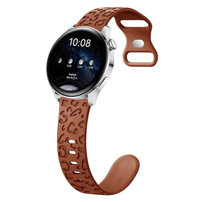 For Samsung Galaxy Watch6 Classic 47mm / 43mm / Garmin Venu Sq 2 20mm Silicone Watch Band Leopard Printed