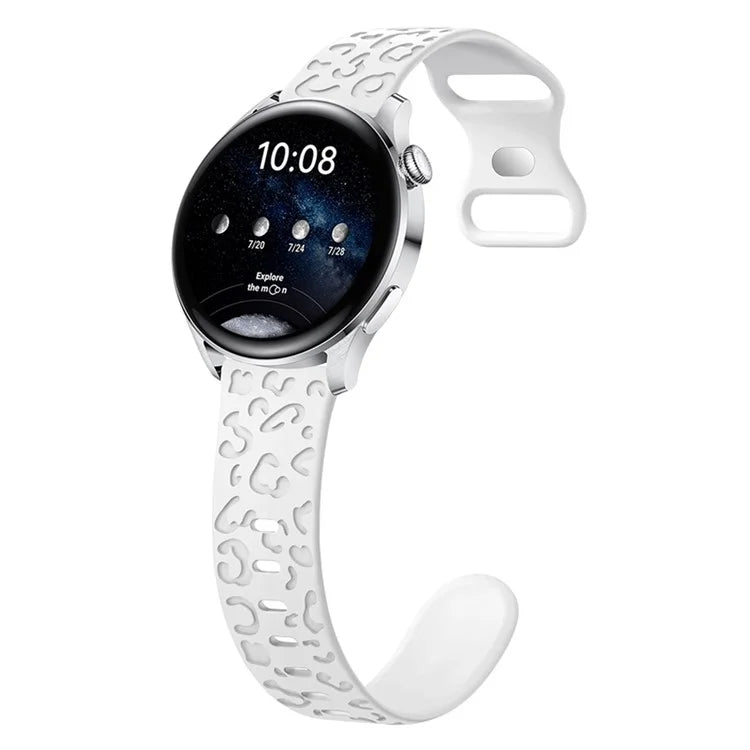 For Samsung Galaxy Watch3 45mm / Huawei Watch 4 Pro 22mm Watch Band Leopard Printed Design