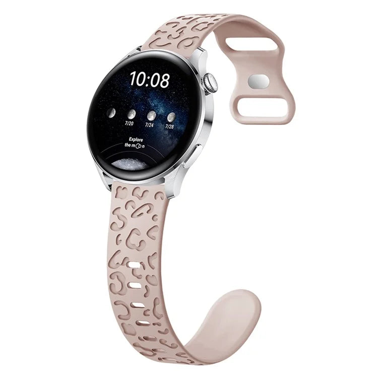For Samsung Galaxy Watch3 45mm / Huawei Watch 4 Pro 22mm Watch Band Leopard Printed Design
