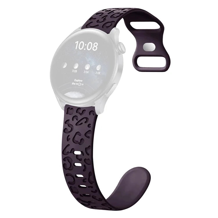 For Samsung Galaxy Watch3 45mm / Huawei Watch 4 Pro 22mm Watch Band Leopard Printed Design