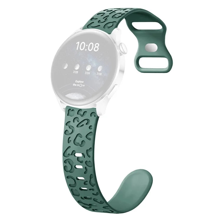 For Samsung Galaxy Watch3 45mm / Huawei Watch 4 Pro 22mm Watch Band Leopard Printed Design