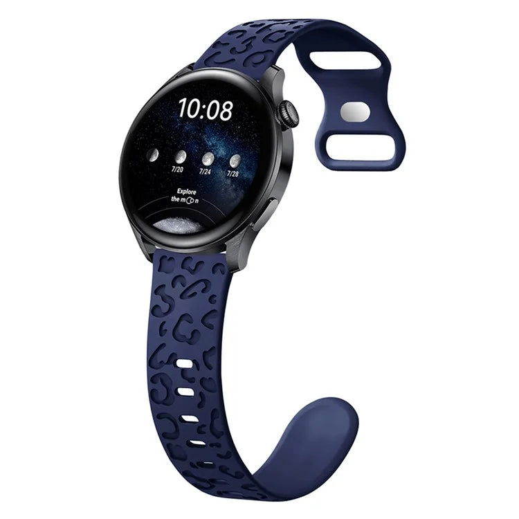For Samsung Galaxy Watch3 45mm / Huawei Watch 4 Pro 22mm Watch Band Leopard Printed Design