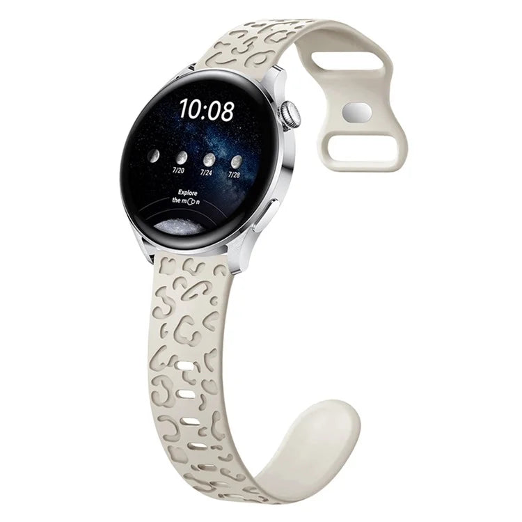 For Samsung Galaxy Watch3 45mm / Huawei Watch 4 Pro 22mm Watch Band Leopard Printed Design