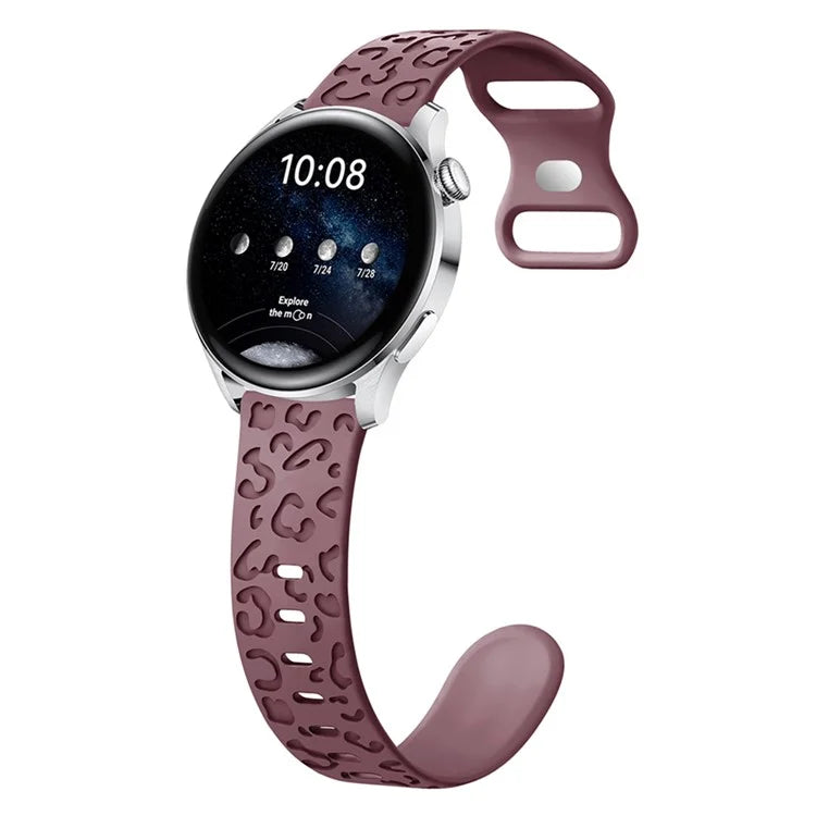 For Samsung Galaxy Watch3 45mm / Huawei Watch 4 Pro 22mm Watch Band Leopard Printed Design