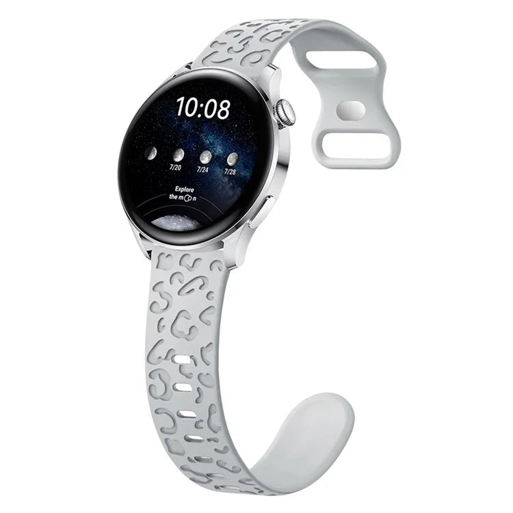 For Samsung Galaxy Watch3 45mm / Huawei Watch 4 Pro 22mm Watch Band Leopard Printed Design