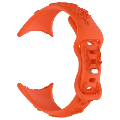 For Google Pixel Watch / Pixel Watch 2 Carving Flower Pattern Watch Strap Replacement Silicone Band