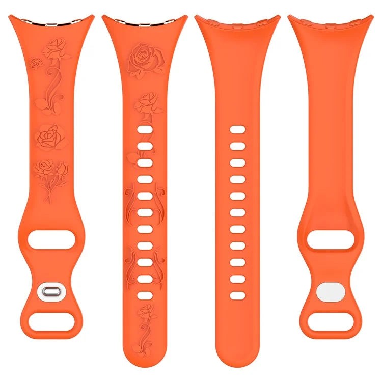 For Google Pixel Watch / Pixel Watch 2 Carving Flower Pattern Watch Strap Replacement Silicone Band