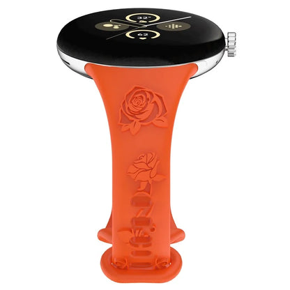 For Google Pixel Watch / Pixel Watch 2 Carving Flower Pattern Watch Strap Replacement Silicone Band