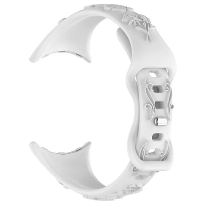 For Google Pixel Watch / Pixel Watch 2 Carving Flower Pattern Watch Strap Replacement Silicone Band
