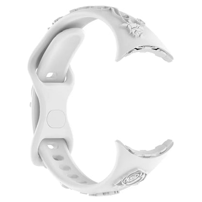 For Google Pixel Watch / Pixel Watch 2 Carving Flower Pattern Watch Strap Replacement Silicone Band