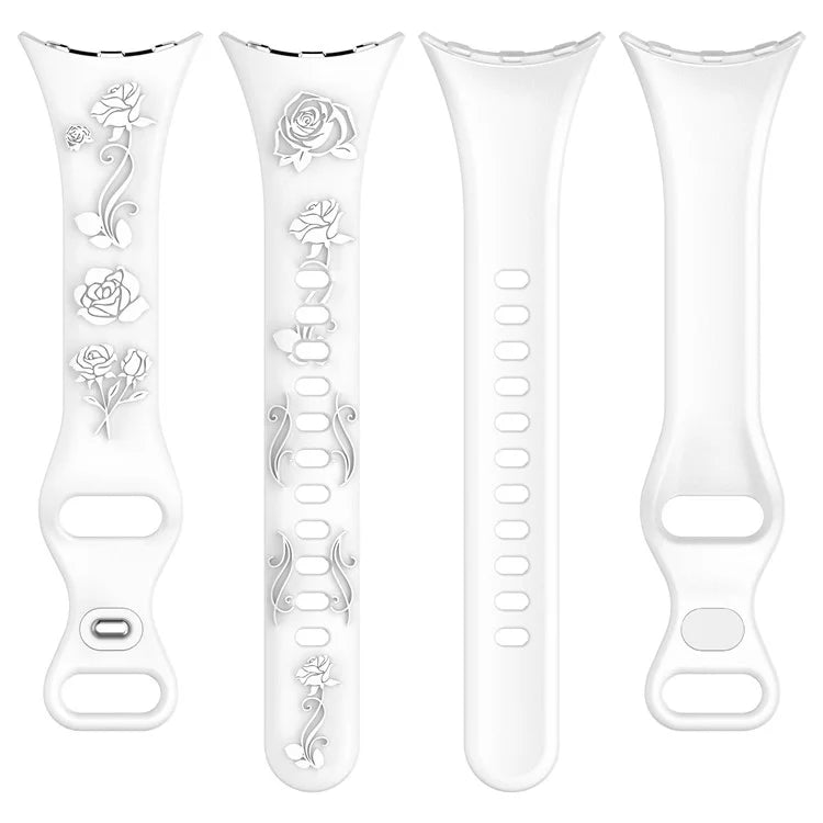 For Google Pixel Watch / Pixel Watch 2 Carving Flower Pattern Watch Strap Replacement Silicone Band