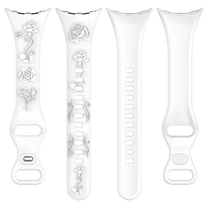 For Google Pixel Watch / Pixel Watch 2 Carving Flower Pattern Watch Strap Replacement Silicone Band