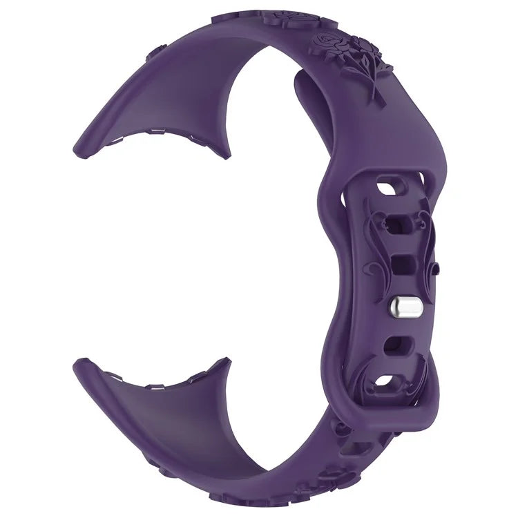 For Google Pixel Watch / Pixel Watch 2 Carving Flower Pattern Watch Strap Replacement Silicone Band