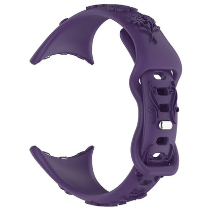 For Google Pixel Watch / Pixel Watch 2 Carving Flower Pattern Watch Strap Replacement Silicone Band