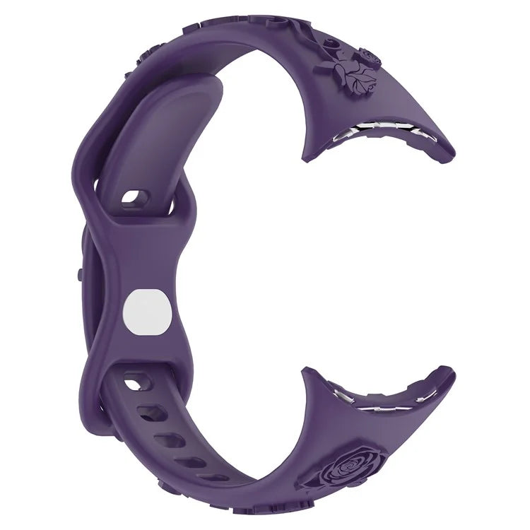 For Google Pixel Watch / Pixel Watch 2 Carving Flower Pattern Watch Strap Replacement Silicone Band