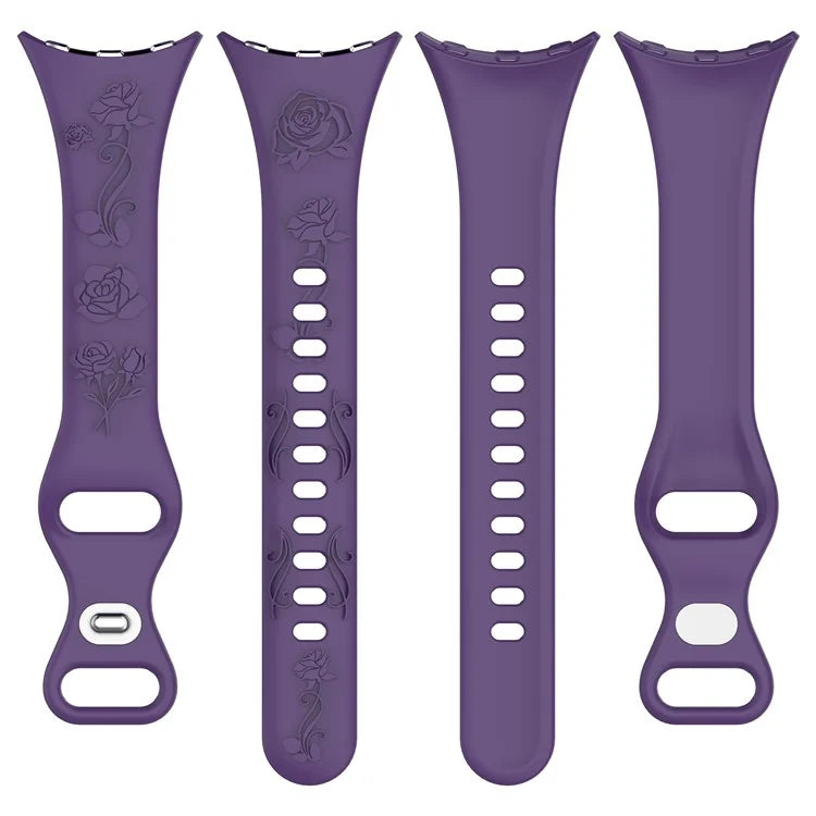 For Google Pixel Watch / Pixel Watch 2 Carving Flower Pattern Watch Strap Replacement Silicone Band