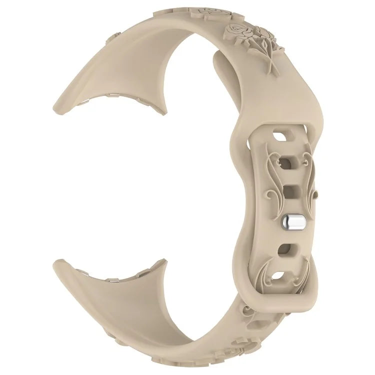 For Google Pixel Watch / Pixel Watch 2 Carving Flower Pattern Watch Strap Replacement Silicone Band