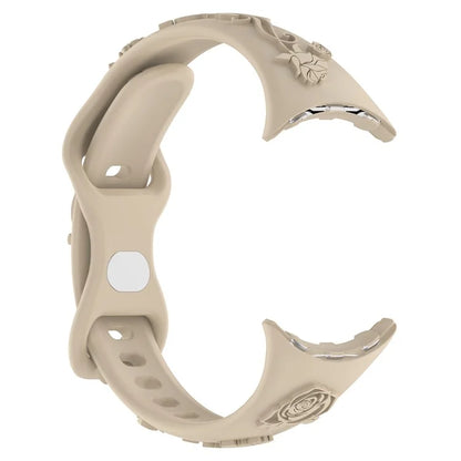 For Google Pixel Watch / Pixel Watch 2 Carving Flower Pattern Watch Strap Replacement Silicone Band