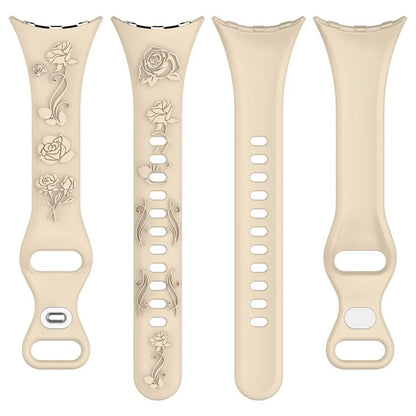 For Google Pixel Watch / Pixel Watch 2 Carving Flower Pattern Watch Strap Replacement Silicone Band