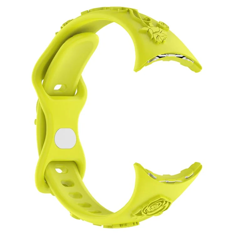 For Google Pixel Watch / Pixel Watch 2 Carving Flower Pattern Watch Strap Replacement Silicone Band