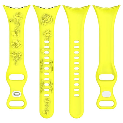 For Google Pixel Watch / Pixel Watch 2 Carving Flower Pattern Watch Strap Replacement Silicone Band
