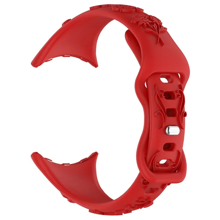 For Google Pixel Watch / Pixel Watch 2 Carving Flower Pattern Watch Strap Replacement Silicone Band